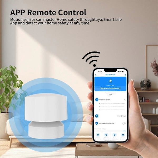 Tuya WIFI Människonärvarodetektor Andningsrörelsedetektering Trådlös Anslutning Smart Hem Säkerhet