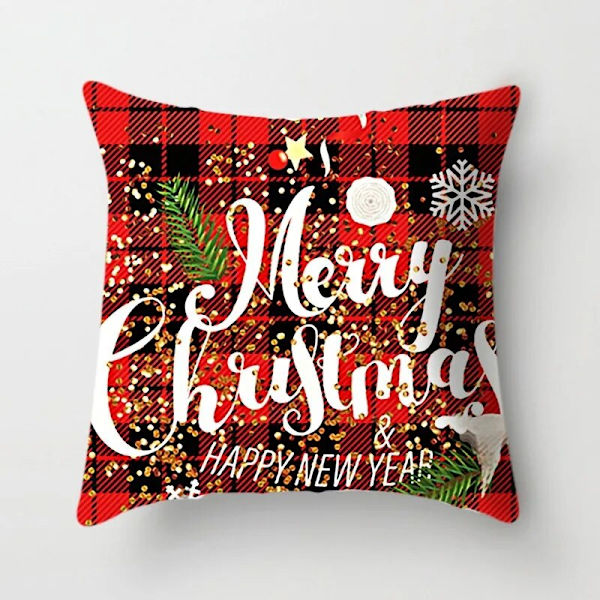 45x45cm Röd Vit Svart Gitter Jul Örngott God Jul Prydnader För Hem Xmas Nyår 2023 Soffa Bil Cover Burgundy