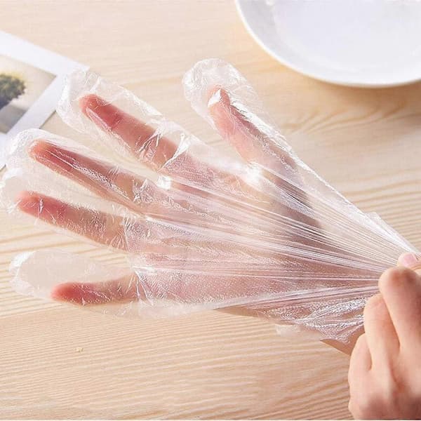 500 miljøvenlige klare plastik engangs tynde handsker