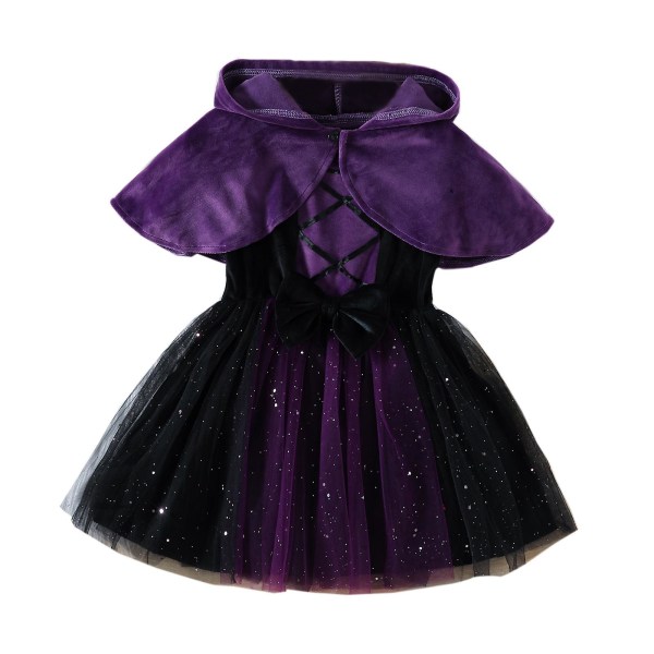 Halloweenkostymer 2023 Nytt för set Barnkarnevalskostymer Printed Cape + väst Set 2st 1-6 år gammal Purple 100 2-3Y