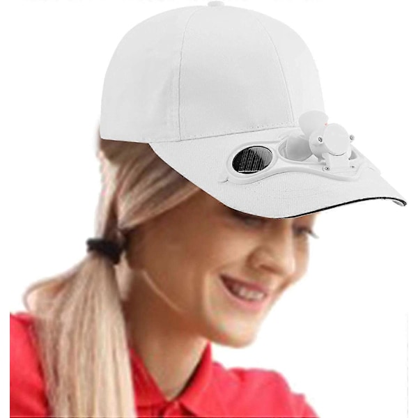 Hvit caps med vifte, solcelle vifte caps, sommer vifte caps, baseballcaps, golfcaps, solcelle vifte caps for menn og kvinner