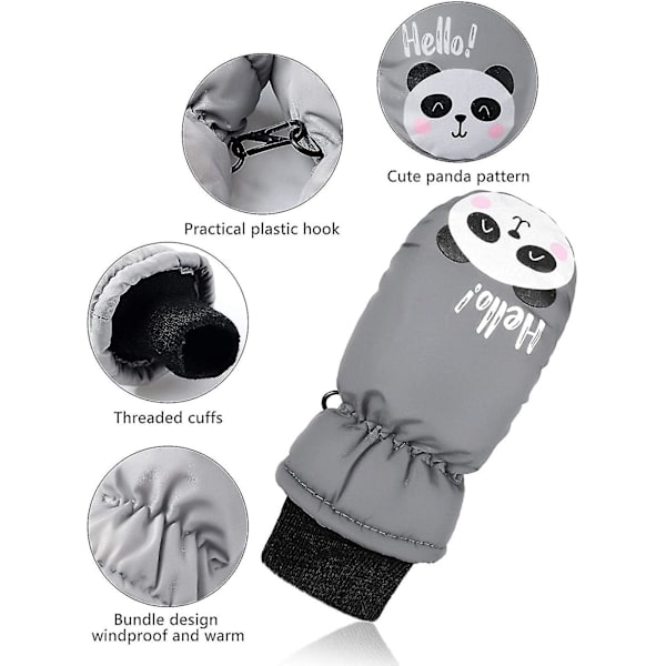 1 par vinter utomhushandskar för barn Toddler Barn Baby Pojkar Flickor Skidhandskar Vattentät Sport Snövantar Gray