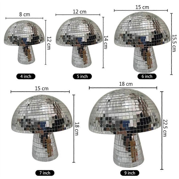 4 tum Svampformad Disco Spegelboll Sovrum Dekoration Estetisk Retro Reflekterande Glittrande Svamp Party Heminredning