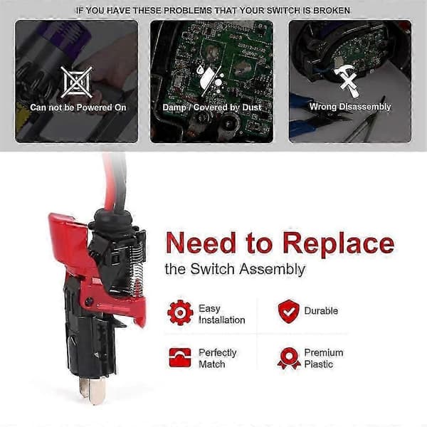 Til V10 SV12 Støvsuger Trigger Switch Samling, Opgraderede Strømknap Udskiftningsdele