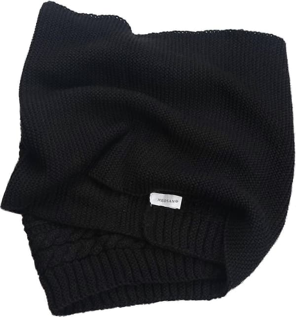 Dame Tyk Ribstrikket Vinter Infinity Circle Loop Halstørklæde Premium Crochet Black