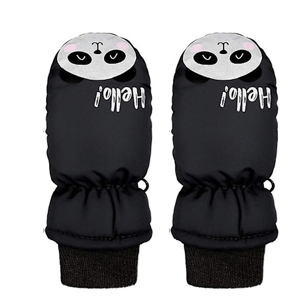 1 par vinter utomhushandskar för barn Toddler Barn Baby Pojkar Flickor Skidhandskar Vattentät Sport Snövantar Black