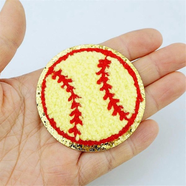 12 st Baseboll Patch Guldkanter Baseboll Applikation Baseboll Stryk på Patchar för DIY Klädreparation