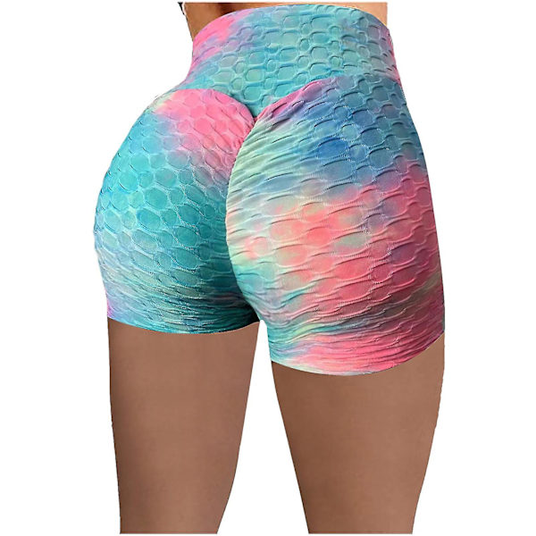 Tflycq Kvinnor Kort Flerfärgad ficka Tight High Waist Elasticity Sports Yoga Byxor Red M