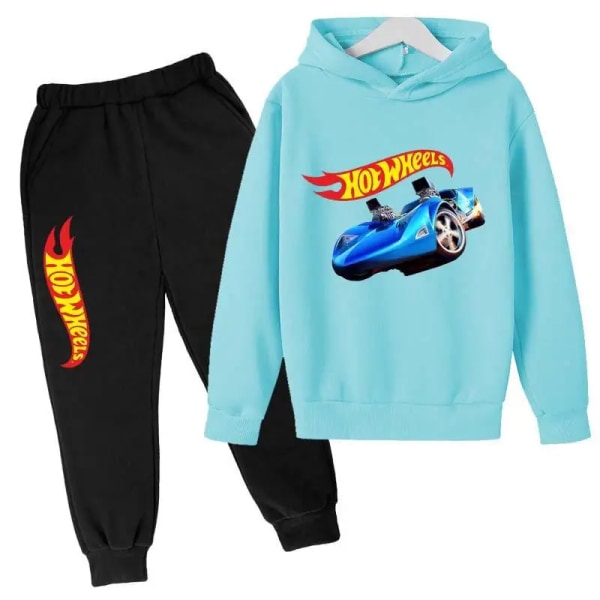 Hot Wheels Barn Vår Höst Casual Träningsoveraller 3-13 år Pojkar Flickor 2st Pullover Huvtröja+byxor Kostymer Barnkläder Set 15 12-13T