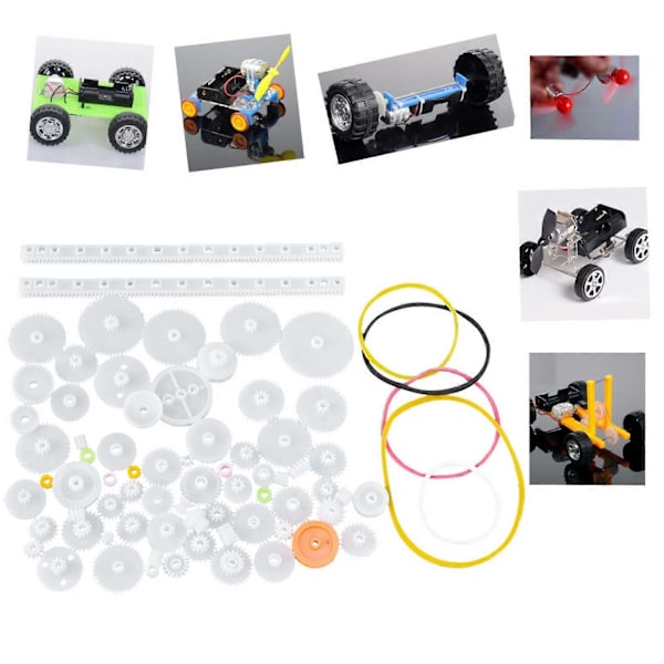 75st Plast Kugghjul Remhjul Snäckaxel Hylsa Set DIY Robot Växellåda Motor Leksak