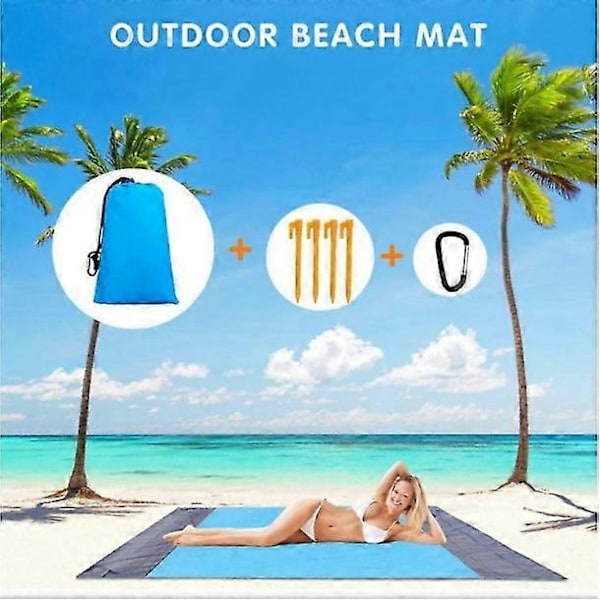Sandfrit Strandtæppe Strandmåtte Sandtæt Vandtæt, Ekstra Stor til Strand, Camping og Picnic