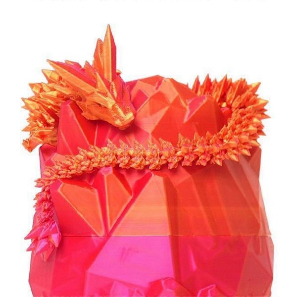 3D-tulostettu lohikäärme munassa, täysin nivelletty Crystal Dragon -työpöytälelu, koti-/toimistokoriste joulu, tyyli 3