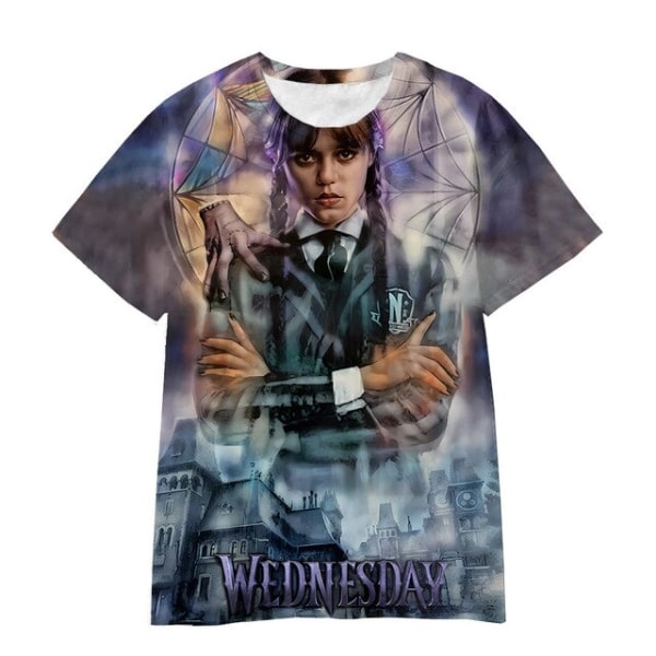 2023 sommar ny onsdag Addams 3DT T-shirt pojkar och flickor 130cm