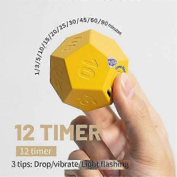 Mini Timer Roterende Dodekaeder Oppladbar Timer Lyd Vibrasjon Lys Alarm Flip Timer Nedtelling For T