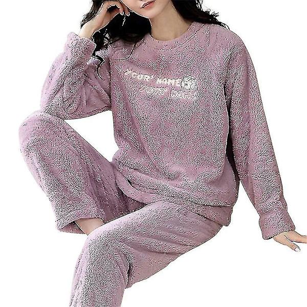 Nya 2023 flanell Pyjamas Dam Set Höst Vinter Varm Tjock Coral Velvet Långärmad nattkläder Hem Pyjamas Nattkläder style 12 L