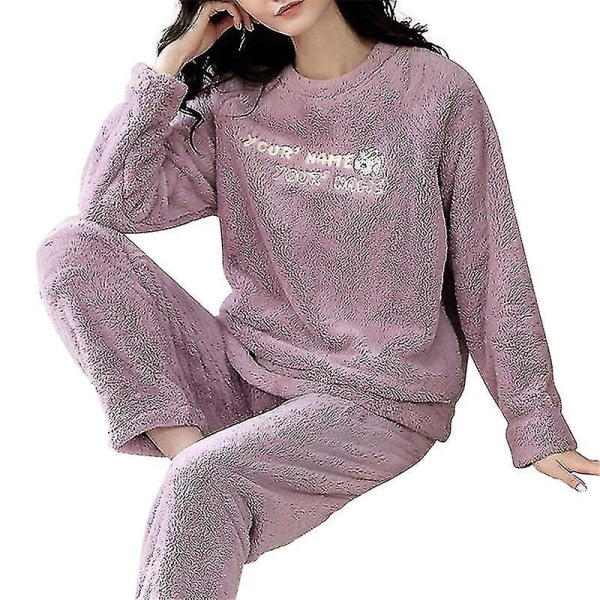 Nya 2023 flanell Pyjamas Dam Set Höst Vinter Varm Tjock Coral Velvet Långärmad nattkläder Hem Pyjamas Nattkläder style 12 M