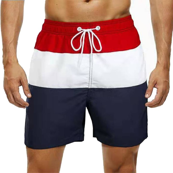 Sömnad för män Sport Gym Shorts Sommar Casual Red White Blue XL