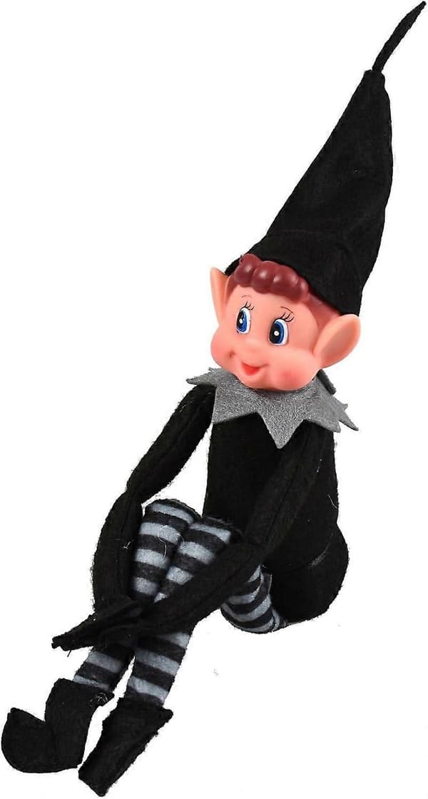 Elves Behavin' Badly 38 cm Langbenet Sort Voksen Elf med Blød Krop
