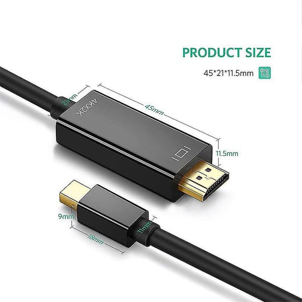 Mini DisplayPort til Kabel 4K Mini DP til 1,8 Meter Kabel til /Pro, Surface Pro/Dock, Skærm, Projektor