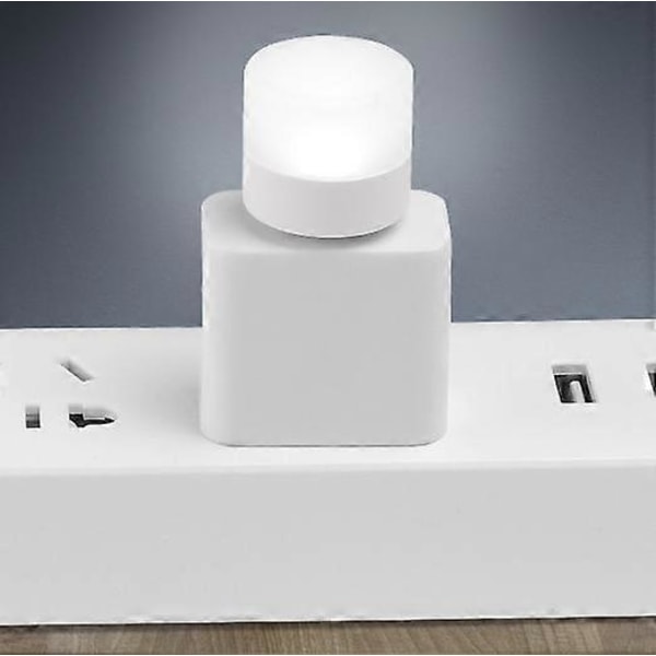 Lämminvalkoinen LED-pöytävalaisin USB-liitännällä kannettavalle tietokoneelle - Silmien suojaus - Pieni pyöreä lukuvalaisin (10 valkoista valoa)