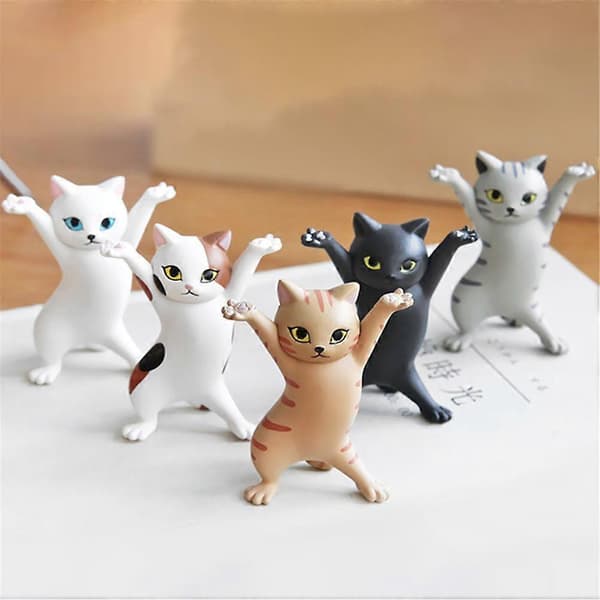 5 STK Anime Løftende Hænder Dansende Kat Model Kat Ornamenter Kat Figurer Legetøj til Børneværelse Studieværelse