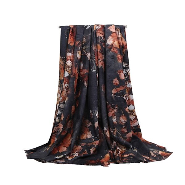 2023 nytt print mångsidig höst- och vinterguldklädd halsduk Sidenscarf Mjuk känslasjal Khaki 90*180cm