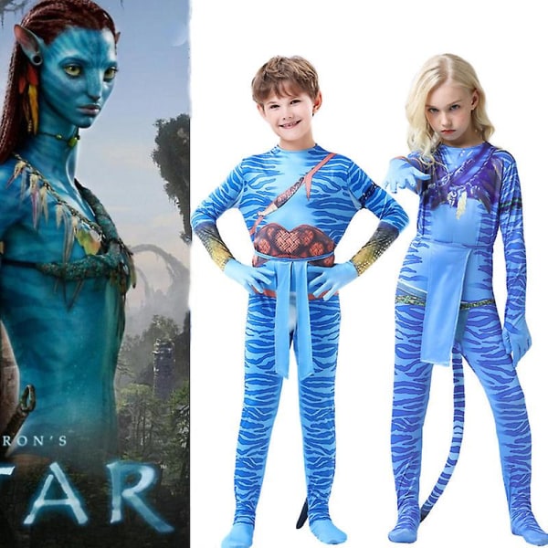 Halloween Cosplay Kostym Avatar Barnkläder Scen Superhjälte Na'vi Man Nettini Jack Sally Strumpbyxor i ett stycke Girl 2 140