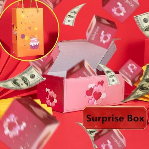 Box DIY Lovely Surprise Exploderande Par Box Slitstark Jul Kärlek Anniversary Alla hjärtans dag Tjej Kärlekspresent till årsdagen Pink HAPPY BIRTHDAY