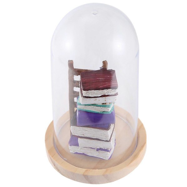 Miniature Biblioteksindretning Miniature Bogstige Ornamenter i Klar Beholder Dekorativ Model Statue