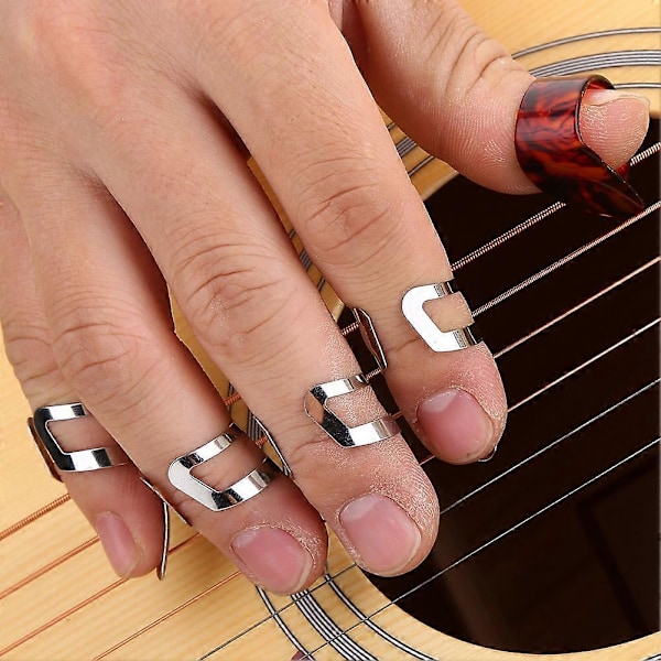 15 st DIY Tumme Pekfinger Fingerskydd Tillbehör med Förvaringslåda för Gitarr