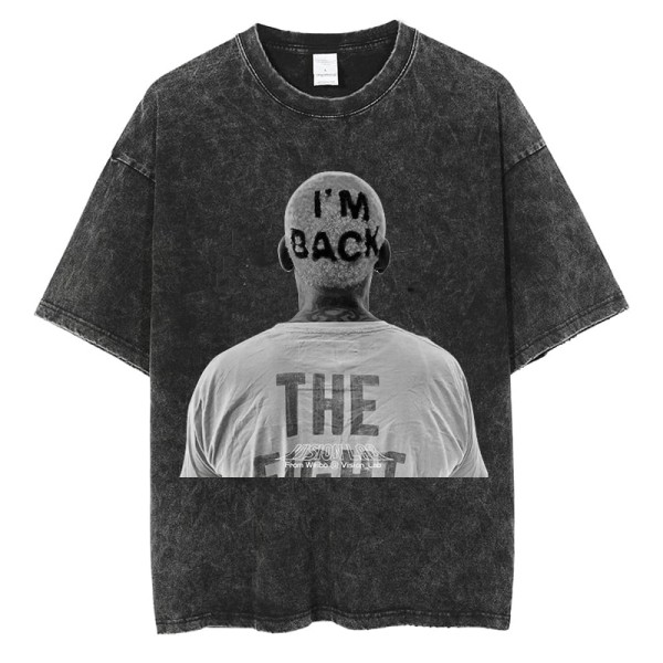Dennis Rodman Grafisk T-shirt Oversize sommar Herrkläder Bomullsmode Hip Hop Street Kortärmad T-shirt J291C-Black L