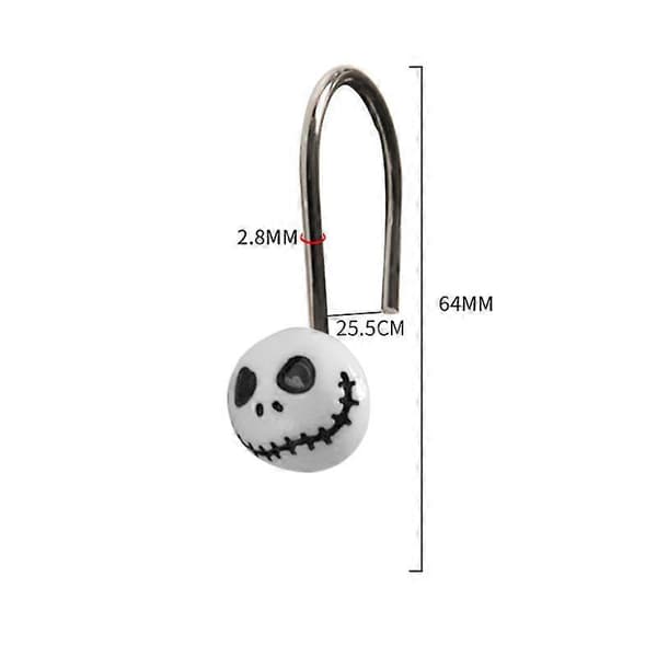 Modern design duschdraperikrok för duschen, duschdraperikrokar i set om 12, vit/silver metall och plast duschring