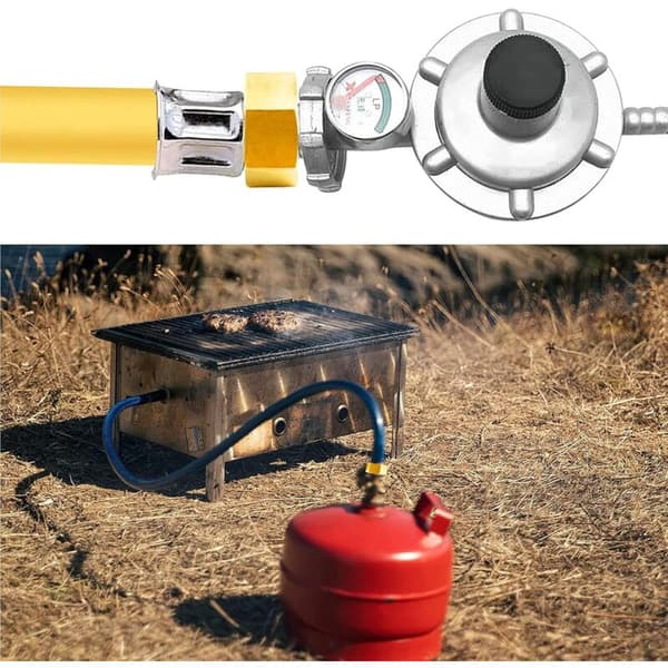 Messing gasadapter – 1/2 til 1/4 fitting – Behandlet gevind for sikker forbindelse – Kompakt til camping og komfurer