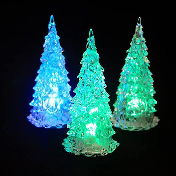 Glødende Glitter Akryl Juletræ Natlamper LED Lys Kreative Julegaver 5 Stk. Col