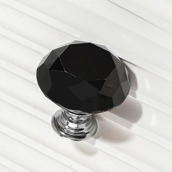 Knapper 2 stk - Diamant / Krystal Sort med sølv base Sort