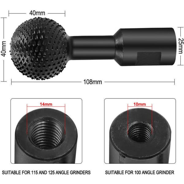 Kuglemejsel kuglekniv Vinkelsliber kugleslibehoved (14 mm interface)