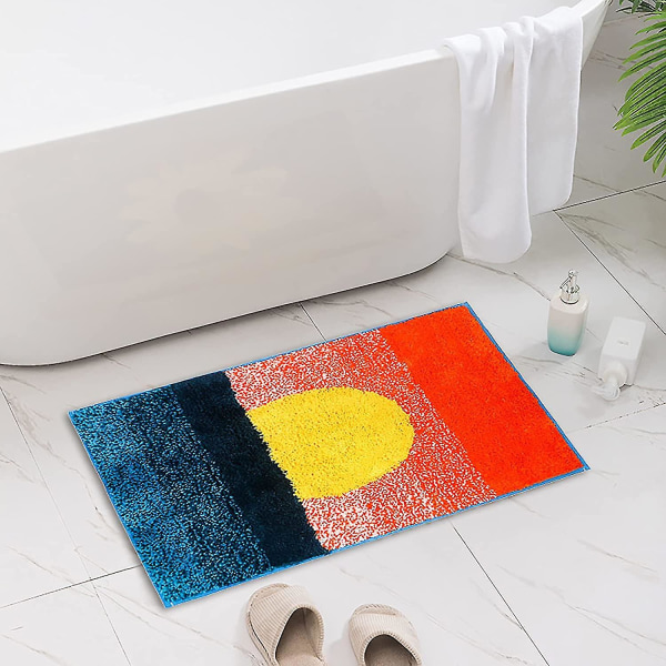 Tflycqbadrumsmattor Färgglad abstrakt badmatta 20" X 31,5" Absorberande halkfri dörrmatta Badkar Badkar Solnedgång Golvmattor Maskintvättbar- Röd Gul