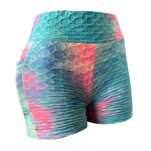 Tflycq Kvinnor Kort Flerfärgad ficka Tight High Waist Elasticity Sports Yoga Byxor Red M