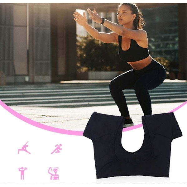 Vaskbar Svedskjold Vest Åndbar Svedabsorberende Vest Toppe Hurtigtørrende Underarms Armhule Fugtpude Vest til Kvinder Mænd Sort Large