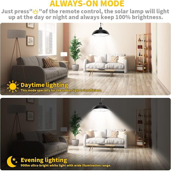 78 LED utendørs solcellelampe – 4 lysmoduser med bevegelsessensor – 360° justerbart solcellepanel – IP65 vanntett