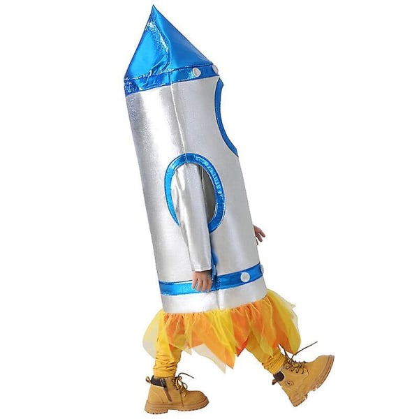 Unisex barn Flickor Astronaut Jumpsuit Fancy Dress Up Pojkar Barn Robot Kostym Toddler 3d Rocket Halloween Kostym 2023 Jumpsuit Bag Age 8-10 Years Old