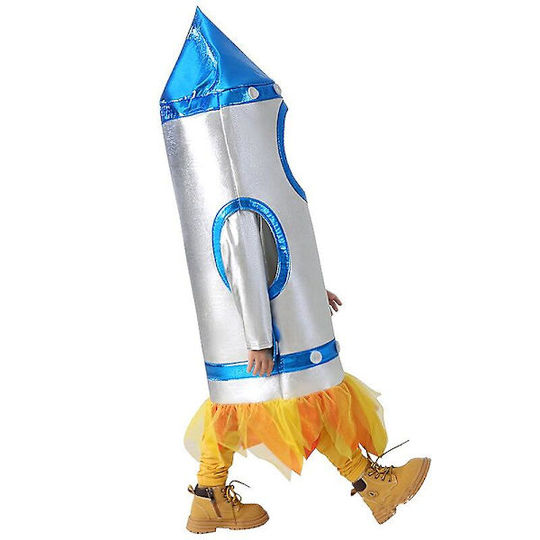 Unisex barn Flickor Astronaut Jumpsuit Fancy Dress Up Pojkar Barn Robot Kostym Toddler 3d Rocket Halloween Kostym 2023 Robot Bag Age 3-4 Years Old