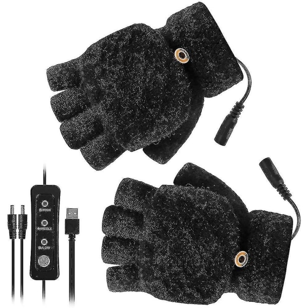 USB Heated Gloves.electric Värmehandskar Hel Och Halv Finger Vante