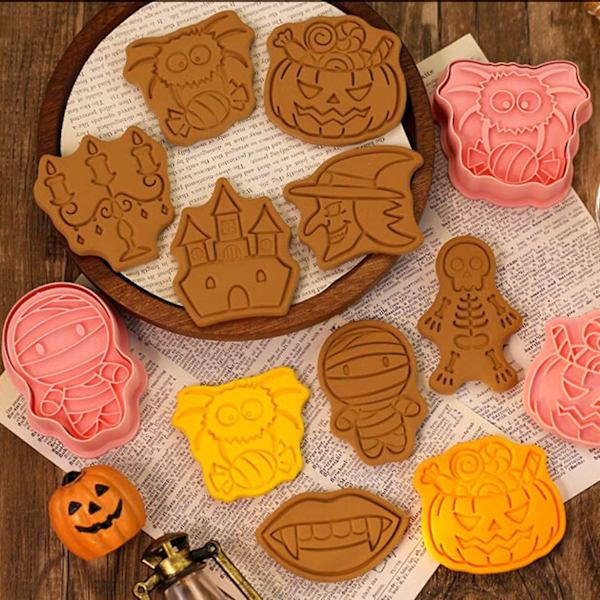 Halloween kakskärare set - 8 st 3d pressbara former