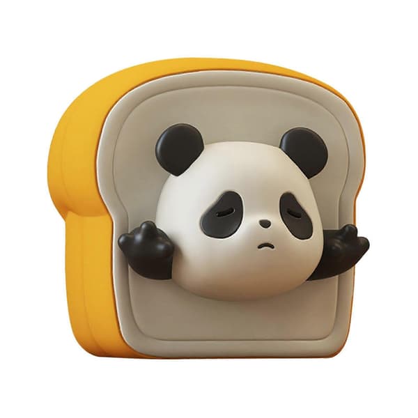 Bröd Panda Staty Toast Bröd Panda Figurin för Skrivbord Nattduksbord Sovrum