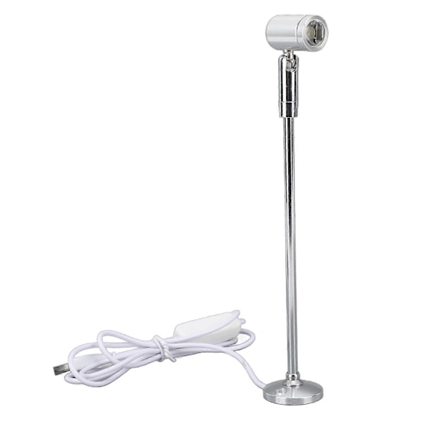Stående Skåpsspotlight LED Smyckesdisplay Spotlight Stående USB-driven Aluminium Mini Spotlight Lampa för Konst Målning Silver Naturligt Ljus