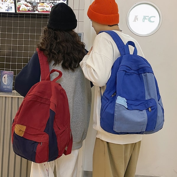 Trendig Cool Canvas Dam Ryggsäck Kvinnlig Fritid Laptop Ryggsäck För Högskolestudenter Skolväska Flicka Pojke Reseryggsäck Bokväska Red