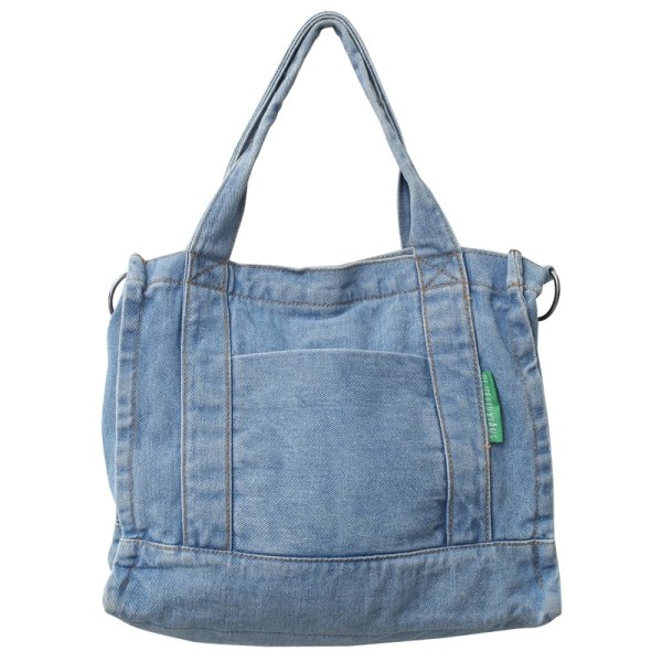 Dam jeansväska Axelväska Zipper Jeans Shopping Bag Light Blue Bag