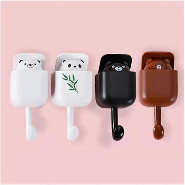Peek-A-Boo Söta Panda Björn Krokar Väggmonterade, Aromaterapi, Kraftiga Självhäftande Krokar, Dekorativa för Barn Flickor, för Nyckelrock Morgonrock Handduk, 4-pack