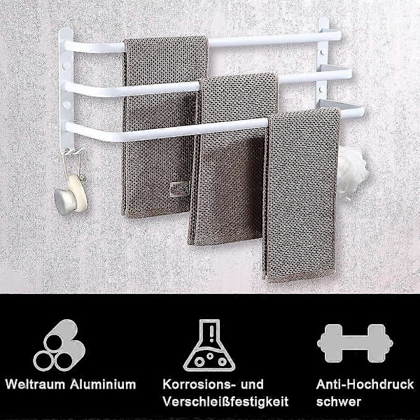 3-vånings Badrumshanddukshållare Aluminium Badrumshanddukshållare Väggmonterad Handdukshållare (vit, 30cm)